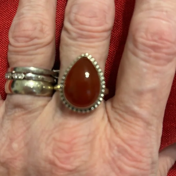 CARNELIAN NEW Sterling silver carnelian ring size 10 - Picture 5 of 8